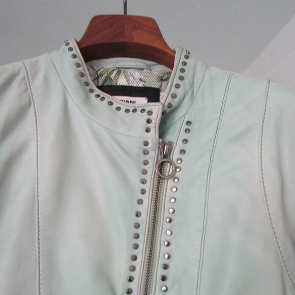 Mint Green Leather Coat Jacket--Beautiful Lining--Purchased in UK for $625USD--8 - Picture 3 of 6